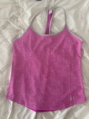 Under Armour Heathered Magenta/Pink Racerback Tank with Gray Trim
